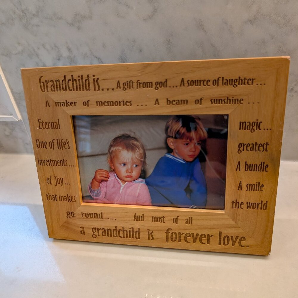 A grandchild is wooden frame